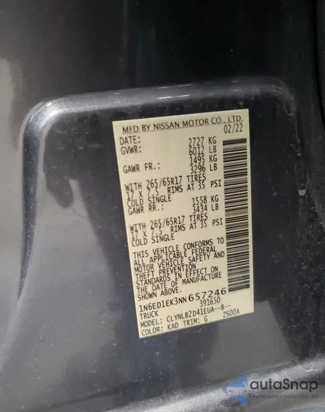 2022 Nissan Frontier S из США, поврежденный, VIN 1N6ED1EK3NN657246